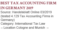 Best Tax Accounting Firm 
in Germany 2019 - Handelsblatt Online